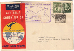 Australie - Australia - Sydney - 1ère Liaison Aérienne - Australia - South Africa - First Regular Air Mail - Lettre 1952 - Brieven En Documenten