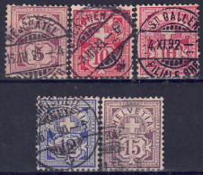 Schweiz 1882 - Kreuz über Wertschild, Lot Aus Nr. 52 - 57, Gestempelt / Used - Used Stamps