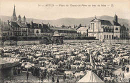 Autun * Place Du Champs De Mars Un Jour De Foire * Marché Aux Boeufs Bestiaux - Autun