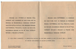 VP21.809 - Fp De Mariage Me COTTEREAU Clerc De Notaire Avec Melle VATELET - SAINTE ALVERE X SOLIGNY LA TRAPPE X EVAILLE - Annunci Di Nozze