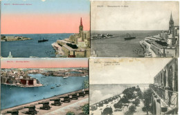 M A L T A - MARSAMUSCETTO  HARBOUR  & SALUTING BATTERY  - LOT De 4 CPA  ===============================> PORT GRATUIT - - Malta