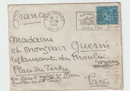 6306 Lettre Cover USA SAN PEDRO 1932 AIR MAIL OLYMPIC GAMES 1932 SAVES TIMES PLANE AVION  GUERIN MOULIN JOYEUX PARIS - Postal History