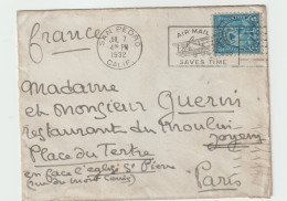 6306 Lettre Cover USA SAN PEDRO 1932 AIR MAIL OLYMPIC GAMES 1932 SAVES TIMES PLANE AVION  GUERIN MOULIN JOYEUX PARIS - Marcofilia