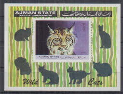 B13. Ajman MNH 1971 Fauna - Wild Cats - Imperf - Other & Unclassified