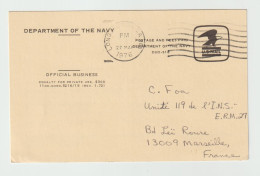 6309 Postal Stationery ENTIER POSTAL Long Beach 1976 DEPARTEMENT OF THE NAVY FREE PAID MARSEILLE - 1961-80