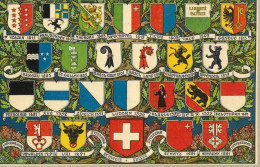 KANTONSWAPPEN ► Karte Mit Allen Kantonswappen Der Schweiz, Ca.1940 - St. Anton