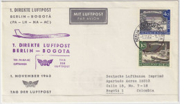 ALLEMAGNE / GERMANY - BERLIN - 1962 Mi.219 & 223 On First Flight Cover BERLIN To BOGOTA, Colombia - Covers & Documents