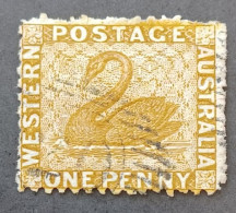 WESTERN AUSTRALIA 1865 SWAN CAT GIBBONS N 52 WMK CROWN CC PERF 12 3/4 - Usati