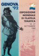 CARTOLINA  POSTE ITALIANE-GENOVA'92-ESPOSIZIONE MONDIALE DI FILATELIA TEMATICA 18-27 SETTEMBRE 1992-NON VIAGGIATA - Poste & Facteurs