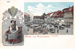 Allemagne - Gruss Aus SCHWEINFURT - Kornmarkt - Lithogr. Kunstanstalt Mehner & Maas, Leipzig - Précurseur - Schweinfurt