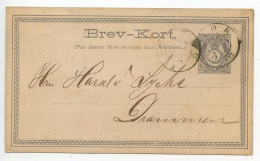 Norway 1880's 5o. Post Horn Postal Card; Smørli? To Drammen - Entiers Postaux