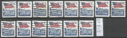 USA 1992 Flag Over White House C.29 COIL Used SC.# 2609 Wide Series Of Plate Numbers From 1 To 13 + 16 !!! - Coils & Coil Singles