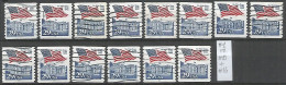 USA 1992 Flag Over White House C.29 COIL Used SC.# 2609 Wide Series Of Plate Numbers From 1 To 13 + 16 !!! - Rollen