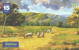 Brazil:Brasil:Used Phonecard, Telefonica, 30 Units, Painting, Sheeps, 2002 - Brasilien