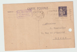 6326 ENTIER POSTAL 1938 STRASBOURG ERLENBACH Type Paix Chambellan Dijon - Overprinter Postcards (before 1995)