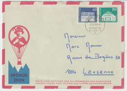 6329 SUISSE SWITZERLAND 1969 Bevaix Thème Montgolfière Ballon Hot Air Balloon Monnier Lausanne SPENDE DON - Postmark Collection