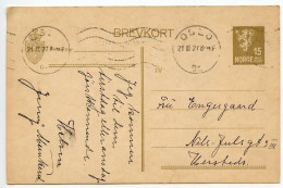 Norway 1927 15o. Lion Rampant Postal Card; Oslo Machine Cancel - Ganzsachen