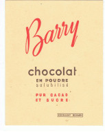 Buvard Barry Chocolat En Poudre Solubilisé PUR CACAO ET SUCRE - Cocoa & Chocolat