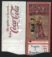 Coke. Drink. 1958 Running Of The Bulls Ticket At The Plaza De Toros In Seville. Coca-Cola Advertising. Koks. Trinken. 19 - Limonadas - Refrescos