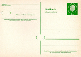93351) BRD - ▭ P 51 ∗ 10/10Pf Heuss II, Postleitzahl-Klammer, Ohne Lumogen, Antwortpostkarte - Postkaarten - Ongebruikt