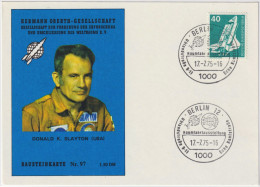 ALLEMAGNE / GERMANY - 1975 Mi.850 40pf Spacelab On Card From The BERLIN RAUMFAHRTAUSSTELLUNG (Bausteinkarte Nr.97) - Briefe U. Dokumente