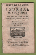 JOURNAL HISTORIQUE SUR MATIERES DU TEMS 04 1730 - CONCERT CLERMONT AUVERGNE - FEU D'ARTIFICE SEVILLE / TOSCANE / PAPE - Zeitungen - Vor 1800