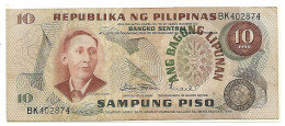 PHILIPPINES 1970  10 Piso  #154  MABINI  Sign.Licarios  .Circulé TB+ - Filipinas