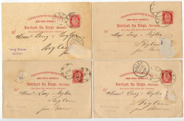 Norway 1890's-1900's 11 10o. Post Horn Postal Cards; Bergen To Biglen, Switzerland - Postwaardestukken