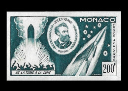 Monaco Poste Aérienne N°60** Non Dentelé, Essai De Couleur. Jules Verne .RARE. - Varietà