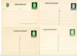 Norway 1950's-70's 8 Different Mint Coat Of Arms Official Postal Cards / Tjenestebrevkort - Postal Stationery