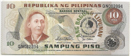 PHILIPPINES   10 Piso  ABL #167a1-1  Surcharge De MARCOS Col  étroit  NEUFS - Philippines