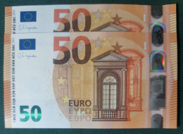 50 EURO SPAIN 2017 LAGARDE V025A2 VC CORRELATIVE COUPLE RADAR 2 SC FDS UNCIRCULATED PERFECT - 50 Euro