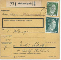 BULLETIN DE COLIS POSTAL 1943 AVEC ETIQUETTE DE WEISWAMPACH - 1940-1944 German Occupation