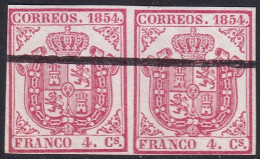 Spain 1854 Sc 25a Espana Ed 32Ma Pair Specimen (muestra) MNGAI(*) - Unused Stamps