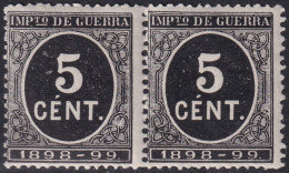 Spain 1898 Sc MR23 Espana Ed 236 War Tax Pair MNH** Streaky Gum - War Tax