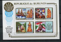 Burundi - 1986 - OCB BL121C - ND Imperf - MNH ** - 10th Anniv 2nd Republic Ships School Agriculture Sculptures - Cv € 70 - Unused Stamps