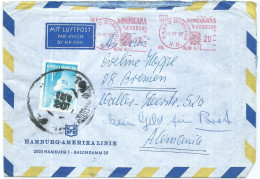 Air Mail Cover : Hamburg - Amerika Linie,canceled 1969,Dominicana Stamps : Red Meter Stamp  And Tax Education - Dominican Republic
