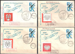 Poland 1978 -Aniv. "XXXV Lat LWP" Flight. Plane 1 PLM - Set Of 4 Cover - Balloons