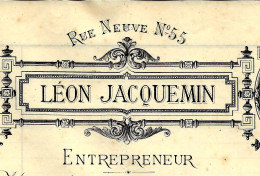 1892  ENTETE Léon Jacquemin Entrepreneur Menuiserie Charpente à Lons Le Saunier Jura  Pour Grenat Lons Le Saunier V.SCAN - 1800 – 1899