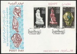 EGYPT 1994 FDC POST DAY 3 Stamps AMENHOTEP III / QUEEN HATSHEPSUT / THUTMOSE III - First Day Cover - Storia Postale