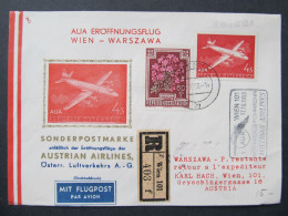 BRIEF AUA Wien - Warszawa 1958 Poland /// D*55360 - Erst- U. Sonderflugbriefe