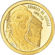 Monnaie, Gabon, 1000 Francs CFA, 2013, General De Gaulle. BE, FDC, Or - Gabon