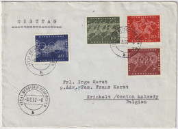 ALLEMAGNE / GERMANY - 1960 - Mi.332/5 On First Day Cover (FDC) From BERGISCH-NEUKIRCHEN To Belgium - Lettres & Documents