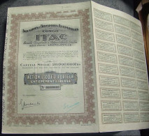 Action " Industries Et Transport Automobiles Au Congo " ( Itac ) Leopoldville 1928 Très Bon état,avec Tous Les Coupons. - Automobilismo