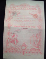 Action De Capital De 100 Francs Trust Colonial 1899 - Afrique