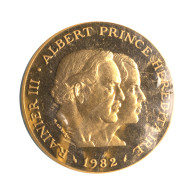 Monaco-100 Francs Or Piéfort Rainier III Et Albert 1982 Paris - Uncirculated