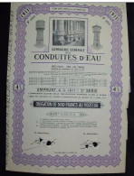 Obligation Bond "Cie Generale Des Conduites D'eau"Liège(water) (Les Vennes)1911. Reste Des Coupons - Agua