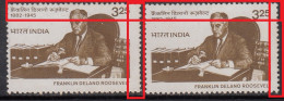 EFO, Perf., Shift Variety, India MNH 1983, Franklin Roosevelt Of United States, U.S.A. - Variedades Y Curiosidades