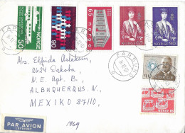 FARSUND NORVEGE 1969 - LETTRE PAR AVION POUR ALBUQUERQUS MEXIQUE, SUPERBE AFFRANCHISSEMENT A VOIR - Covers & Documents