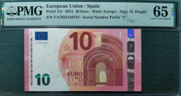 10 EURO SPAIN 2014 DRAGHI V007A1 VA SC FDS UNC. PMG 65 EPQ PERFECT - 10 Euro